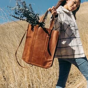 NWT ABLE Elsabet Adjustable BLACK Leather Tote $188